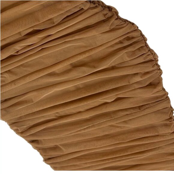 Akira Brown Ruched Mesh Midi Dress S Sleeveless Bodycon Formal Party - Picture 4 of 13